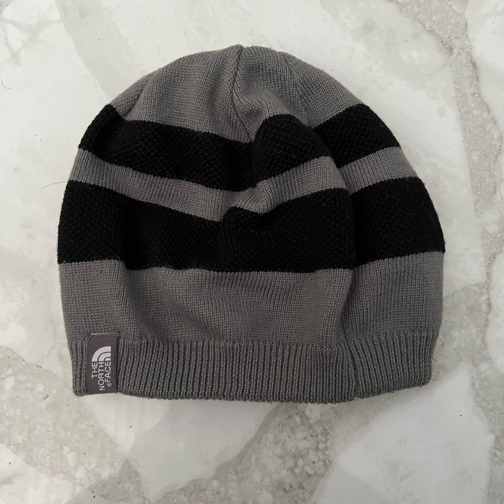 The North Face Black and Gray Knit Beanie